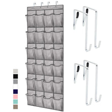 Load image into Gallery viewer, Over the Door Shoe Organizer, 24 Large Breathable Mesh Pockets, Space Saving Hanging Storage Holder, Closet Rack Hanger Holds Up to 40 lbs, Hangs on Closets for Shoes, Accessories, Black