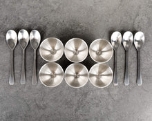 Load image into Gallery viewer, Stainless Steel Egg Cups Set for Hard Soft Boiled Eggs with 6 Egg Cup Holders 6 Egg Spoons