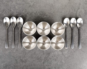 Stainless Steel Egg Cups Set for Hard Soft Boiled Eggs with 6 Egg Cup Holders 6 Egg Spoons