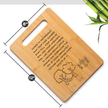 Load image into Gallery viewer, Housewarming Gifts for New Home - Bamboo Cutting Board with Engraved Message - New Home Essentials for Homeowners, Couples, Friends, or Family - Decorative Kitchen Gift Board, 12&quot; x 8&quot;