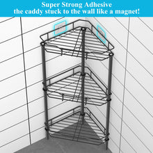 Load image into Gallery viewer, 4 Tier Floor Standing Corner Shower Caddy Organizer Shelf with Hooks, Bathroom Shelves Stand Rack, Black