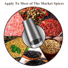 Load image into Gallery viewer, Automatic Eletric Salt and Pepper Grinder Shakers Set, Battery Operated, Must Haves from TikTok, Silver, 2 Pack