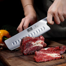 Load image into Gallery viewer, 7 Inch Nakiri Knife, Japanese High Carbon Stainless Steel Chef Knife, Multipurpose Meat Vegetable Sharp Kitchen Knife with Ergonomic Pakkawood Handle