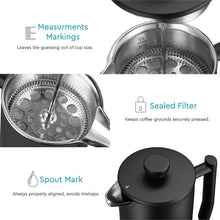 Load image into Gallery viewer, Belwares French Press Coffee Maker 50 OZ - Large Insulated Stainless Steel 304 Coffee Press with Double Wall &amp; 4-Level Filtration System (Black - 1.5L)