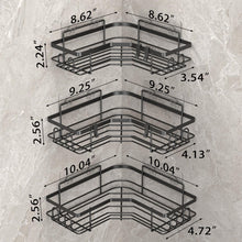 Load image into Gallery viewer, 3 Pack Corner Shower Caddy Organizer Shelf with Hooks, Black Bathroom Shelves Storage Organization