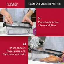 Load image into Gallery viewer, Mandoline Slicer for Kitchen, Fruit Cutter, Cheese Grater, Cucumber Slicer, Veggie Spiralizer, Food Cutter &amp; Kitchen Gadgets with Safety Glove (6 in 1, White)
