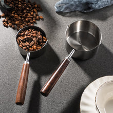 Load image into Gallery viewer, Measuring Cup with Wooden Handle Set of 2, 1 Cup and 1/2 Cup Stainless Steel Measuring Cups for Baking Cooking