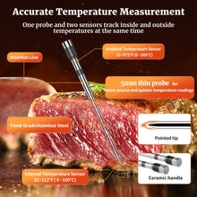 Load image into Gallery viewer, Wireless Meat Thermometer-Multi Sensors Digital Food Thermometer with Ultra-Thin Probes, App&amp;Host Control- Accuracy Bluetooth Meat Thermometer for BBQ, Oven, Grill, Smoker