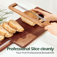 Load image into Gallery viewer, Adjustable Bread Slicer for Homemade Bread – Sourdough Bread Knife with Thickness Guide &amp; Serrated Stainless Blade, Manual Bow Cutter for Bagels and Baguettes, Gift for Baker, Ambidextrous Use
