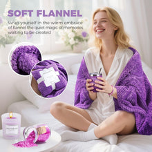 Load image into Gallery viewer, Gift Basket for Women With Lavender Spa Set, Cozy Flannel Blanket, Sel