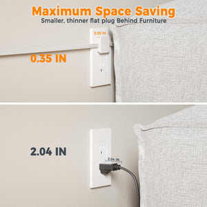 Small Flat Plug Power Strip, TESSAN Ultra Thin Extension Cord with 3 USB Wall Charger (1 USB C), 3 Outlets Mini Charging Station, 5 ft Slim Plug for Cruise Travel Office School Dorm Room Essentials