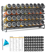 Load image into Gallery viewer, SpaceAid Spice Rack Organizer with 28 Spice Jars, 386 Spice Labels, Chalk Marker and Funnel Set for Cabinet, Countertop, Pantry, Cupboard or Door &amp; Wall Mount - 28 Jars, 13.4&quot; W × 10.8&quot; H, Black