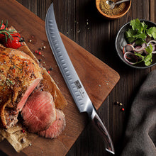 Load image into Gallery viewer, Carving Knife 12 Inch, Japanese High Carbon Steel Slicing Knife with Ergonomic Pakkawood Handle, Razor Sharp Brisket Knives for Meat Cutting, BBQ, Turkey