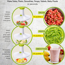 Load image into Gallery viewer, Brieftons Express Manual Food Chopper: 6.8-Cup, Hand Chopper Vegetable Cutter to Chop Veggies, Fruits, Herbs, Garlic Onion Chopper for Salsa, Salad, Pesto, Hummus, Guacamole, Coleslaw, Indian Cooking