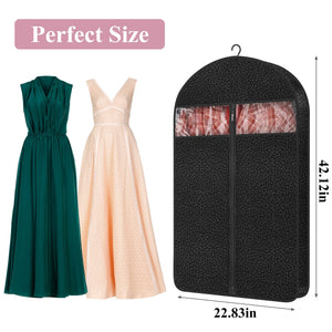 1 Pack 42’’ Garment Bags for Hanging Clothes Storage, Travel, Clear Dress Bags for Gowns Long, Suit Bags for Closet Storage, Black