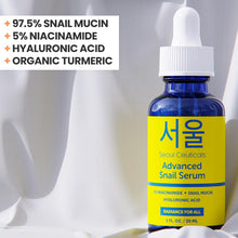 Load image into Gallery viewer, SeoulCeuticals Korean 5% Niacinamide + Snail Mucin 97.5% Essence Serum + Hyaluronic Acid, Cruelty Free Korean Skin Care, Natural &amp; Organic Anti Aging Face Serum for Dull Skin, K Beauty 1oz
