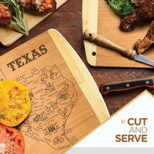 Load image into Gallery viewer, Texas State Gift Cutting Board, 11&quot; x 8.5&quot; - Decoration &amp; Small Charcuterie Serving Board for Snacks - Perfect Home &amp; Kitchen Gift Featuring Texas State Map - Bamboo Wood Serving Board