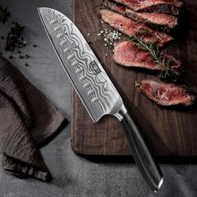 Load image into Gallery viewer, 7 Inch Santoku Knife, Ultra Sharp Japanese High Carbon Powder Steel Kitchen Knife, Professional Chefs Knife with Ergonomic Handle