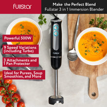 Load image into Gallery viewer, Immersion Blender Set, 9-Speed 500W Handheld Electric Hand Mixer, Smoothie Blender (3-in-1, Black)
