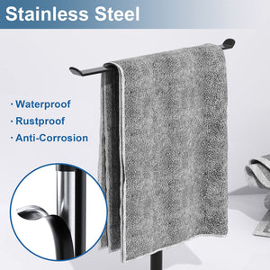 Towel Rack T-Shape Hand Holder for Bathroom,Headband and Lightweight Bathroom Racks,Kitchen Black Holder,Stainless Steel Waterproof Counter Organizer