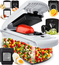 Load image into Gallery viewer, Vegetable Chopper and Spiralizer - Food Chopper with Container, Fruit Slicer, Kitchen Gadgets &amp; Accessories, Home Essentials (4 in 1, White)