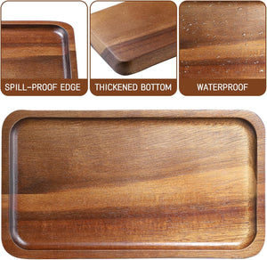 YellRin Wood Serving Trays Set of 4 Wooden Serving Platters for Home Decor, Cheese, Fruit, Vegetables, Charcuterie, Appetizer Serving Tray