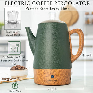 Mixpresso Small Percolator Coffee Pot Electric 4 Cup, Stainless Steel Coffee Maker, Coffee Percolator Electric With Keep Warm Function, 4 Cups Stainless Steel Perculator With Basket