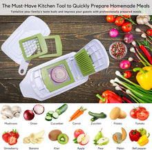 Load image into Gallery viewer, Brieftons QuickPush Food Chopper: Strongest &amp; 200% More Container Capacity, 30% Heavier Duty, For Onion, Fruit and Vegetable Chopping, with 3 Dicer Cutter Blades, Keep-Fresh Lid, and 5 Recipe Ebooks