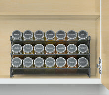 Load image into Gallery viewer, SpaceAid Spice Rack Organizer with 28 Spice Jars, 386 Spice Labels, Chalk Marker and Funnel Set for Cabinet, Countertop, Pantry, Cupboard or Door &amp; Wall Mount - 28 Jars, 13.4&quot; W × 10.8&quot; H, Black
