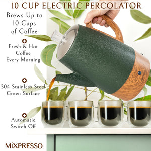 Mixpresso Small Percolator Coffee Pot Electric 4 Cup, Stainless Steel Coffee Maker, Coffee Percolator Electric With Keep Warm Function, 4 Cups Stainless Steel Perculator With Basket