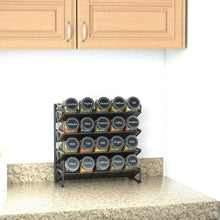 Load image into Gallery viewer, SpaceAid Spice Rack Organizer with 28 Spice Jars, 386 Spice Labels, Chalk Marker and Funnel Set for Cabinet, Countertop, Pantry, Cupboard or Door &amp; Wall Mount - 28 Jars, 13.4&quot; W × 10.8&quot; H, Black
