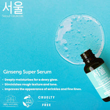 Load image into Gallery viewer, SeoulCeuticals Korean Skin Care Ginseng Serum - K Beauty Skincare with Green Tea + Centella + Royal Jelly - Cruelty Free &amp; Organic for Dewy Glow 1oz