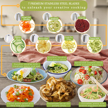 Load image into Gallery viewer, Brieftons 5-Blade Vegetable Spiralizer: Strongest-Heaviest Spiral Slicer, Best Veggie Pasta Spaghetti Maker for Low Carb/Paleo/Gluten-Free/Vegan Meals, With Extra Blade Caddy, 4 Recipe Ebooks