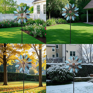 WONDER GARDEN Wind Spinners Outdoor - 2 Pack Small Metal Hummingbird Green Wind Spinner Windmill, Wind Sculpture for Yard Patio Lawn Decor