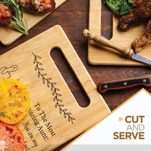 Load image into Gallery viewer, Housewarming Gifts for New Home - Bamboo Cutting Board with Engraved Message - New Home Essentials for Homeowners, Couples, Friends, or Family - Decorative Kitchen Gift Board, 12&quot; x 8&quot;