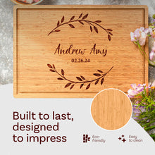 Load image into Gallery viewer, Personalized Cutting Board - Custom Bamboo Engraved Charcuterie Boards - Best Gift for Wedding, Bridal Shower, Engagement, Anniversary, Housewarming - Gift Idea for Couples, Parents, Family