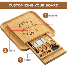 Load image into Gallery viewer, Charcuterie Board Gift Set - Bamboo Cheese Board and Knife Set - Housewarming Gifts for New Home, Wedding Gifts for Couples 2025, Bridal Shower Gifts, Birthday Gifts for Women