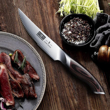 Load image into Gallery viewer, Steak Knives Set of 6, Ultra Sharp 4.5 Inch Serrated Steak Knife Set, Japanese High Carbon Steel Kitchen Steak Knives with Ergonomic Handle