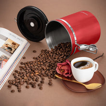 Load image into Gallery viewer, Mixpresso Green Coffee Canister, 16oz Airtight Stainless Steel Kitchen Food Storage Container with Clear Lid and Spoon. for Grounds Coffee, Beans, Tea, Flour, Cereal, Vacuum Sealed Sugar Container