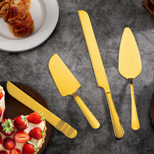Load image into Gallery viewer, 4 Pcs Gold Cake Cutting Set, Premium Cake Cutter &amp; Pie Server Set for Wedding, Thickened Stainless Steel Cake Knife and Server with Rounded Edges, Pie Server Spatula Birthday Christmas Gift