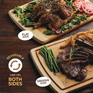 Wood Cutting Board - 3 Piece Bamboo Cutting Board Set, Wooden Cutting Boards for Kitchen with Deep Juice Groove, Side Handles - Wood Chopping Boards for Meal Prep, Meat, Vegetables, Cheese Charcuterie