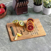 Load image into Gallery viewer, Housewarming Gifts for New Home - Bamboo Cutting Board with Engraved Message - New Home Essentials for Homeowners, Couples, Friends, or Family - Decorative Kitchen Gift Board, 12&quot; x 8&quot;