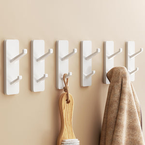 Self-Adhesive Wall Hooks - 4 Pack, Black Metal Coat & Towel Hooks for Hanging: Hold 13 LB, Ideal for Bathrooms, Shower, Kitchen & Doors