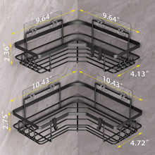 Load image into Gallery viewer, 3 Pack Corner Shower Caddy Organizer Shelf with Hooks, Black Bathroom Shelves Storage Organization