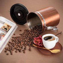 Load image into Gallery viewer, Mixpresso Green Coffee Canister, 16oz Airtight Stainless Steel Kitchen Food Storage Container with Clear Lid and Spoon. for Grounds Coffee, Beans, Tea, Flour, Cereal, Vacuum Sealed Sugar Container