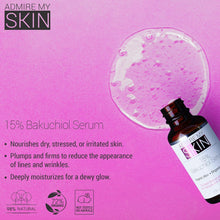 Load image into Gallery viewer, Admire My Skin Bakuchiol Serum Natural Retinol Serum Alternative for Face – Anti Blemish Anti Aging Facial Serum Contains Organic Aloe + Turmeric 1oz
