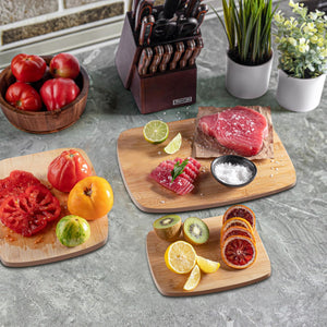Bread Knife for Homemade Bread + Bamboo Cutting Board Set Bundle