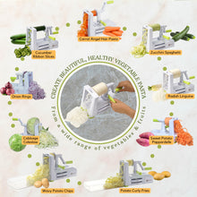 Load image into Gallery viewer, Brieftons 5-Blade Vegetable Spiralizer: Strongest-Heaviest Spiral Slicer, Best Veggie Pasta Spaghetti Maker for Low Carb/Paleo/Gluten-Free/Vegan Meals, With Extra Blade Caddy, 4 Recipe Ebooks