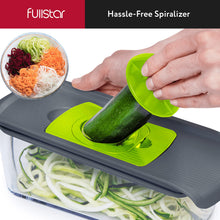 Load image into Gallery viewer, Mandoline Slicer for Kitchen, Fruit Cutter, Cheese Grater, Cucumber Slicer, Veggie Spiralizer, Food Cutter &amp; Kitchen Gadgets with Safety Glove (6 in 1, White)