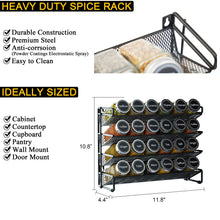Load image into Gallery viewer, SpaceAid Spice Rack Organizer with 28 Spice Jars, 386 Spice Labels, Chalk Marker and Funnel Set for Cabinet, Countertop, Pantry, Cupboard or Door &amp; Wall Mount - 28 Jars, 13.4&quot; W × 10.8&quot; H, Black